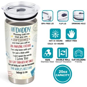 365FURY 1st Fathers Day New Dad Gift - First Fathers Day Best Gifts From Baby Son Girl Wife - New Dad Travel Coffee Mug- First Time Dad Double Wall Vacuum Insulated Stainless Steel Tumbler 20oz