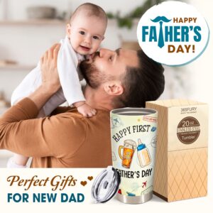 365FURY 1st Fathers Day New Dad Gift - First Fathers Day Best Gifts From Baby Son Girl Wife - New Dad Travel Coffee Mug- First Time Dad Double Wall Vacuum Insulated Stainless Steel Tumbler 20oz