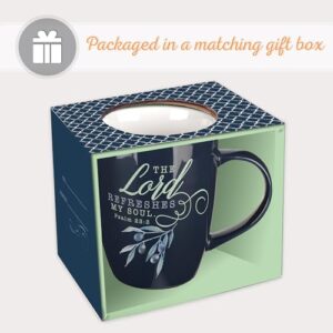 Christian Art Gifts Ceramic Coffee & Tea Mug 13 oz Microwave/Dishwasher Safe Scripture Mug for Women: The Lord Refreshes My Soul - Psalm 23:3 Inspirational Bible Verse with Olive Branch