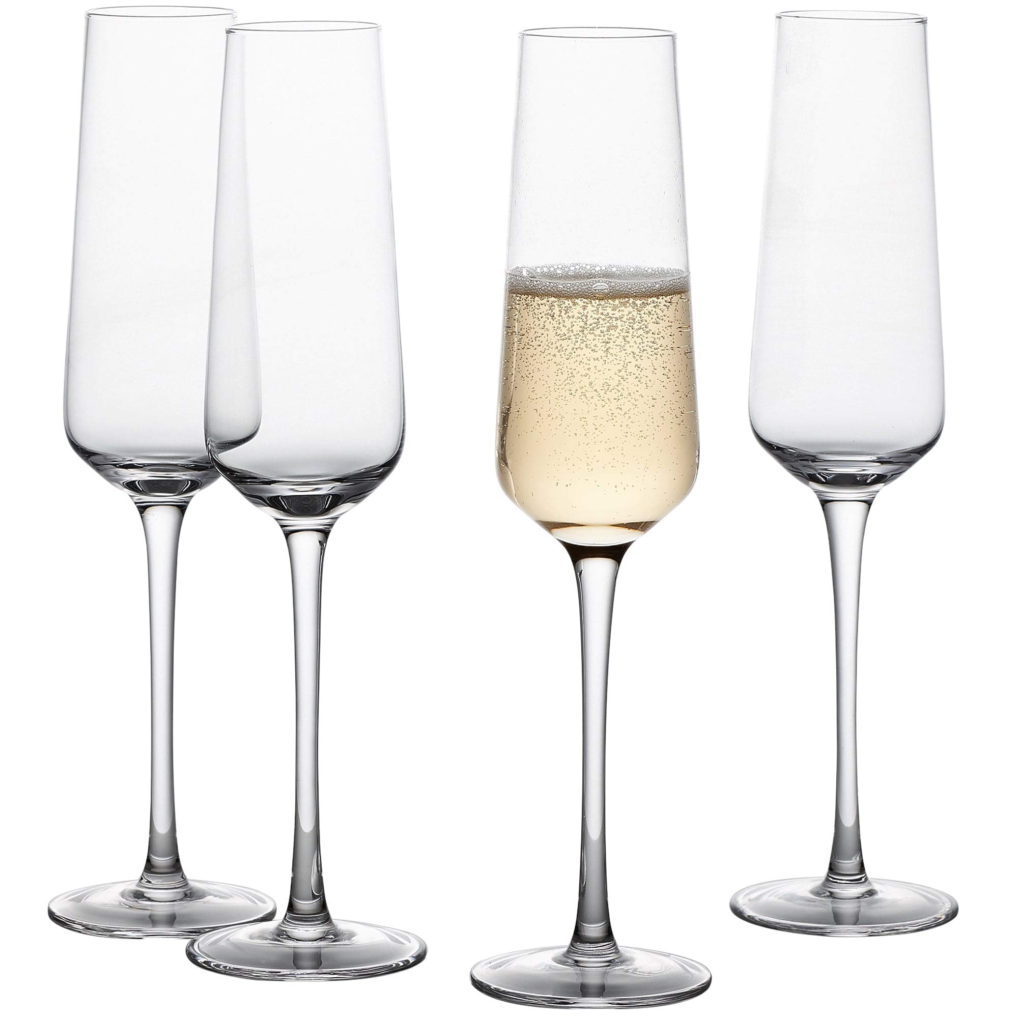 Vintorio GoodGlassware Champagne Flutes (Set Of 4) 8.5 oz – Tall, Long Stem, Crystal Clear, Classic, and Seamless Tower Design - Dishwasher Safe, Quality Sparkling Wine Stemware