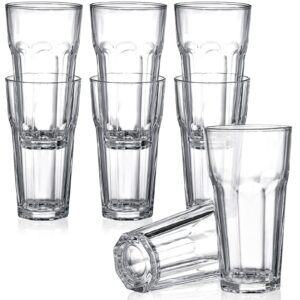 Yopay Set of 8 Highball Drinking Glasses, 12oz Lead-Free Tempered Water Glasses Thick Heavy Base, Clear Iced Hot Tea Glassware for Cocktail, Juice, Milkshake, Coke, Soda Beer Tumbler Cup