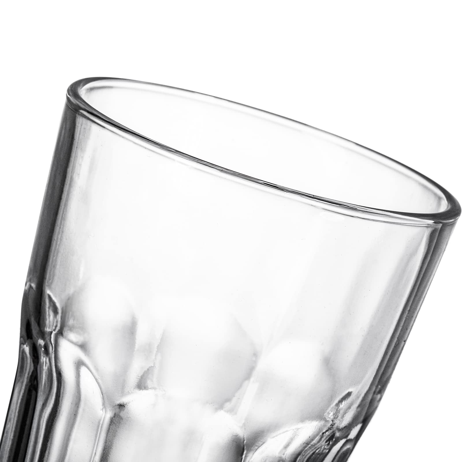 Yopay Set of 8 Highball Drinking Glasses, 12oz Lead-Free Tempered Water Glasses Thick Heavy Base, Clear Iced Hot Tea Glassware for Cocktail, Juice, Milkshake, Coke, Soda Beer Tumbler Cup