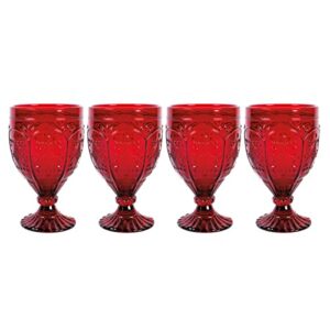 fitz and floyd trestle glassware ornate goblets, 4 count (pack of 1), red
