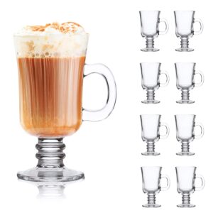 qappda 8oz coffee mug, glass mugs with handle,clear cups with handle,glass cup tea cup drinkware for beer,juice,beverages,high base glass latte cups cappuccino mugs,irish coffee mugs set of 8 ktzb22…