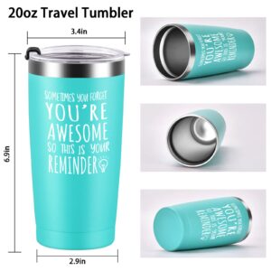 Qtencas 2 Pack Thank You Gifts for Women, You're Awesome Stainless Steel Insulated Travel Tumbler, Graduation Appreciation Gifts for Women Her Friend Teacher Mom Coworker Sister(20Oz, Rose Gold& Mint)