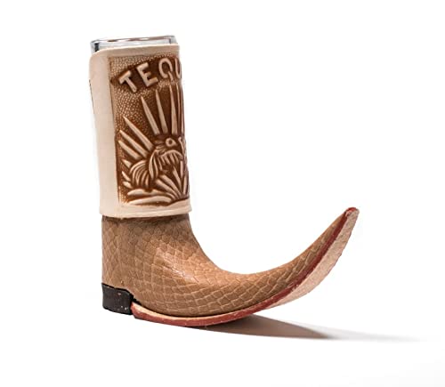 Mexican Leather Mini Boot Tequila Shot - Original Artisan Bota Tribalera para Tequila - 1 Tequila Shot (Assorted Colors)