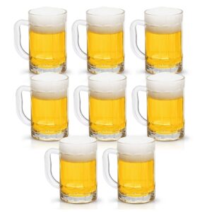coktik 8 pack heavy large beer glasses with handle - 14 ounce glass steins, classic beer mug glasses set