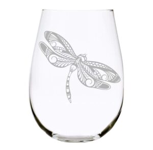 dragonfly stemless wine glass, 17 oz.