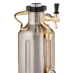 GrowlerWerks uKeg Carbonated Growler-Great Gift for Beer Lovers, 64 oz, Stainless Steel