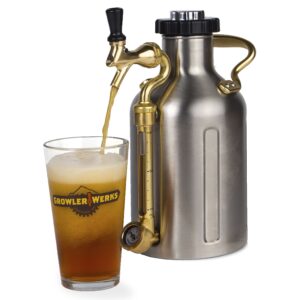 GrowlerWerks uKeg Carbonated Growler-Great Gift for Beer Lovers, 64 oz, Stainless Steel