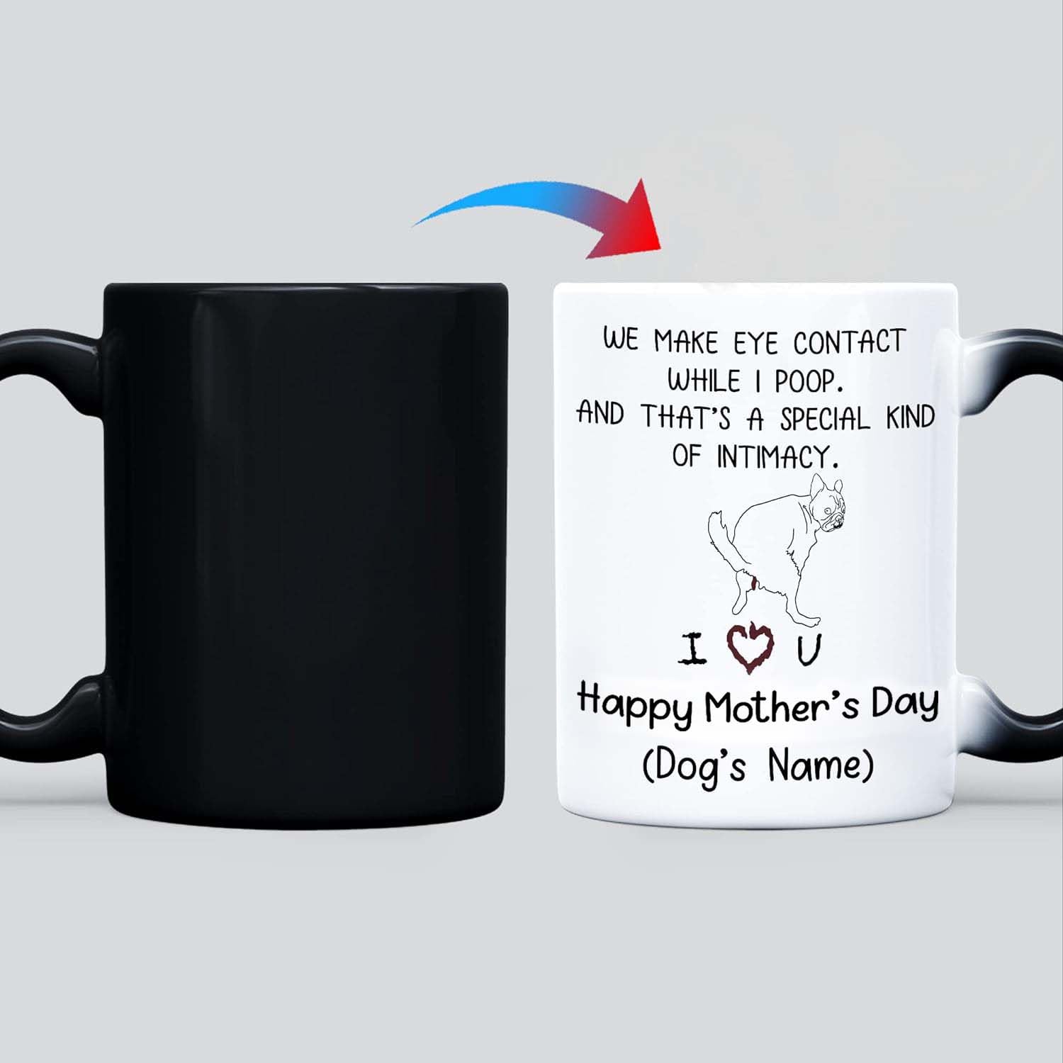 WHIDOBE Personalized We Make Eye Contact While I Poop Dog Mug, Custom Dog, Dog Mom Gifts, Dog Dad, Dog Owners, Puppy Lovers, Color Changing Happy Mothers Day Fathers Day Mug, Gifts Custom Dog's Name