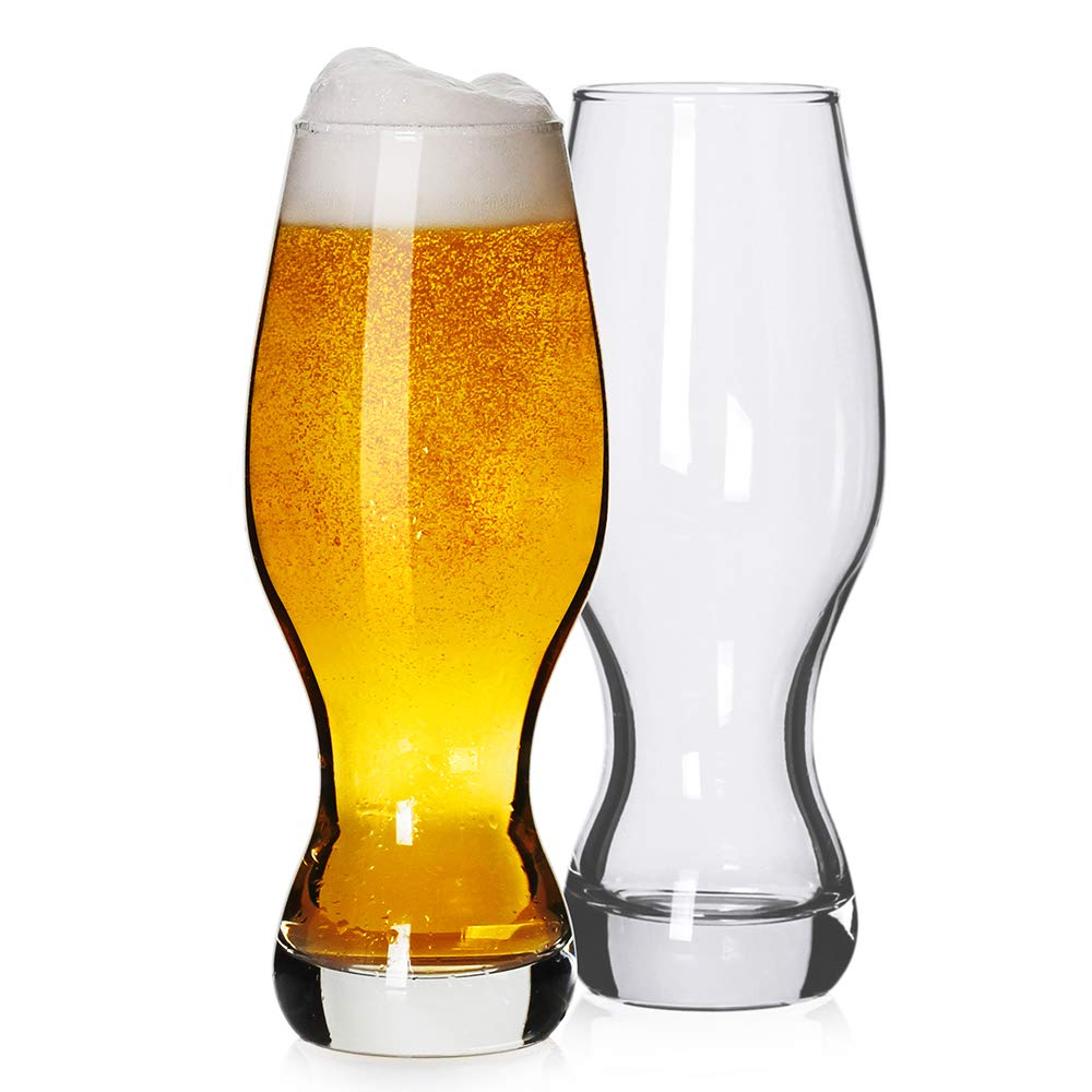 LUXU Craft Beer Glasses Set of 2 Professional IPA Glasses,Lead-Free Crystal Beer Pint Glass,Clear Pilsner Wheat Beer Glasses,Solid Glassware Beer Cup,Classic Beer Gifts for Lager,Ale,Water and Men