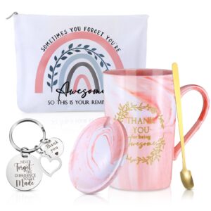 hoolerry 3 pcs thank you gifts for women inspirational zipper cosmetic bag with keychain employee appreciation gifts(cute style)