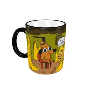 thisfine this is fine mug,funy mug travel coffee mug for men women 11 ounce ceramic tea cup,funy inspirational gifts black