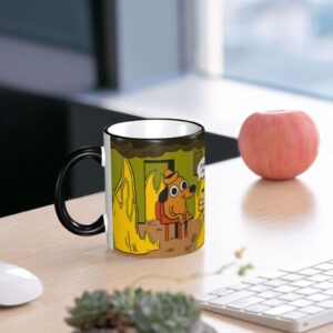 ThisFine this is fine mug,funy Mug Travel Coffee Mug For Men Women 11 Ounce Ceramic Tea Cup,funy Inspirational Gifts Black