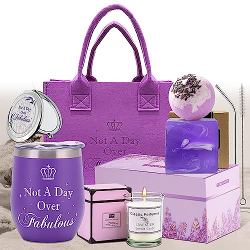 Birthday Gifts for Women, Gift Baskets for Women, Mom Birthday Gifts Anniversary Gift for Her Gifts for Girlfriend Older Daughter Friend Wife Teacher Gifts, Lavender Bath Spa Purple Gift Set for Women