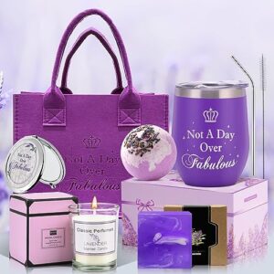 Birthday Gifts for Women, Gift Baskets for Women, Mom Birthday Gifts Anniversary Gift for Her Gifts for Girlfriend Older Daughter Friend Wife Teacher Gifts, Lavender Bath Spa Purple Gift Set for Women