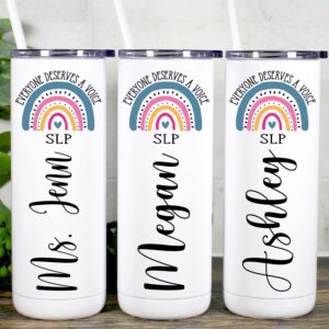 AVITO Personalized SLP Tumbler - Stainless Steel - 20 oz Tumbler with Closing Lid and Straw - Speak Language Pathologist Gift - Speech Therapy Gift - SLP Teacher Appreciation