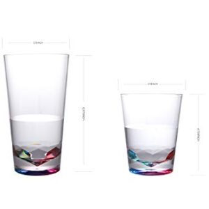 Xinguo yefu plastic 14oz and 22oz Rainbow Colored Acrylic Glasses, Set of 8 BPA Free