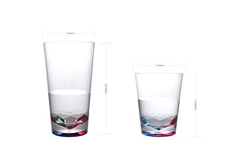 Xinguo yefu plastic 14oz and 22oz Rainbow Colored Acrylic Glasses, Set of 8 BPA Free