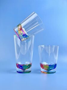xinguo yefu plastic 14oz and 22oz rainbow colored acrylic glasses, set of 8 bpa free