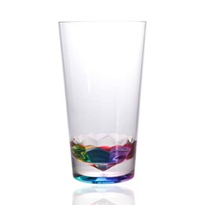 Xinguo yefu plastic 14oz and 22oz Rainbow Colored Acrylic Glasses, Set of 8 BPA Free