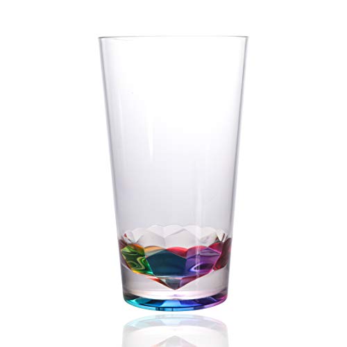 Xinguo yefu plastic 14oz and 22oz Rainbow Colored Acrylic Glasses, Set of 8 BPA Free