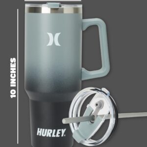 Hurley Tumbler Thermos - 40oz Double Wall Vacuum Insulated Travel Mug with Handle - BPA Free Stainless Steel Water Bottle - Leak Proof Hot and Cold Coffee Car Cup, Size 40 oz, Gradient Charcoal