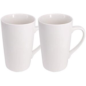 Belinlen 2 Pack 16 OZ Coffee Cup Simple Pure White Ceramic Cup Plain Large Tall White Ceramic Milk Tea Coffee Mug with Handle