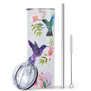 reyouk hummingbird tumbler - hummingbird gifts for women -watercolor tumbler cup with lid 20oz girls coffee travel mug,hummingbird gifts floral gift ideas - humming birds gift-hummingbird cup