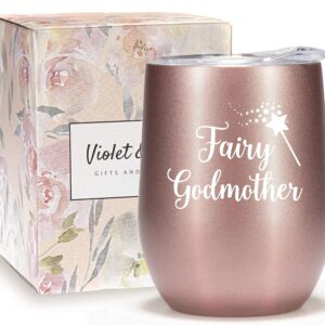 Violet & Gale Fairy Godmother Gifts for Women - Godmother Proposal Tumbler Cup Wine Glass 12oz - Beautiful Godmother Gifts from Godchild Coffee Mug Godparents Announcement Gift