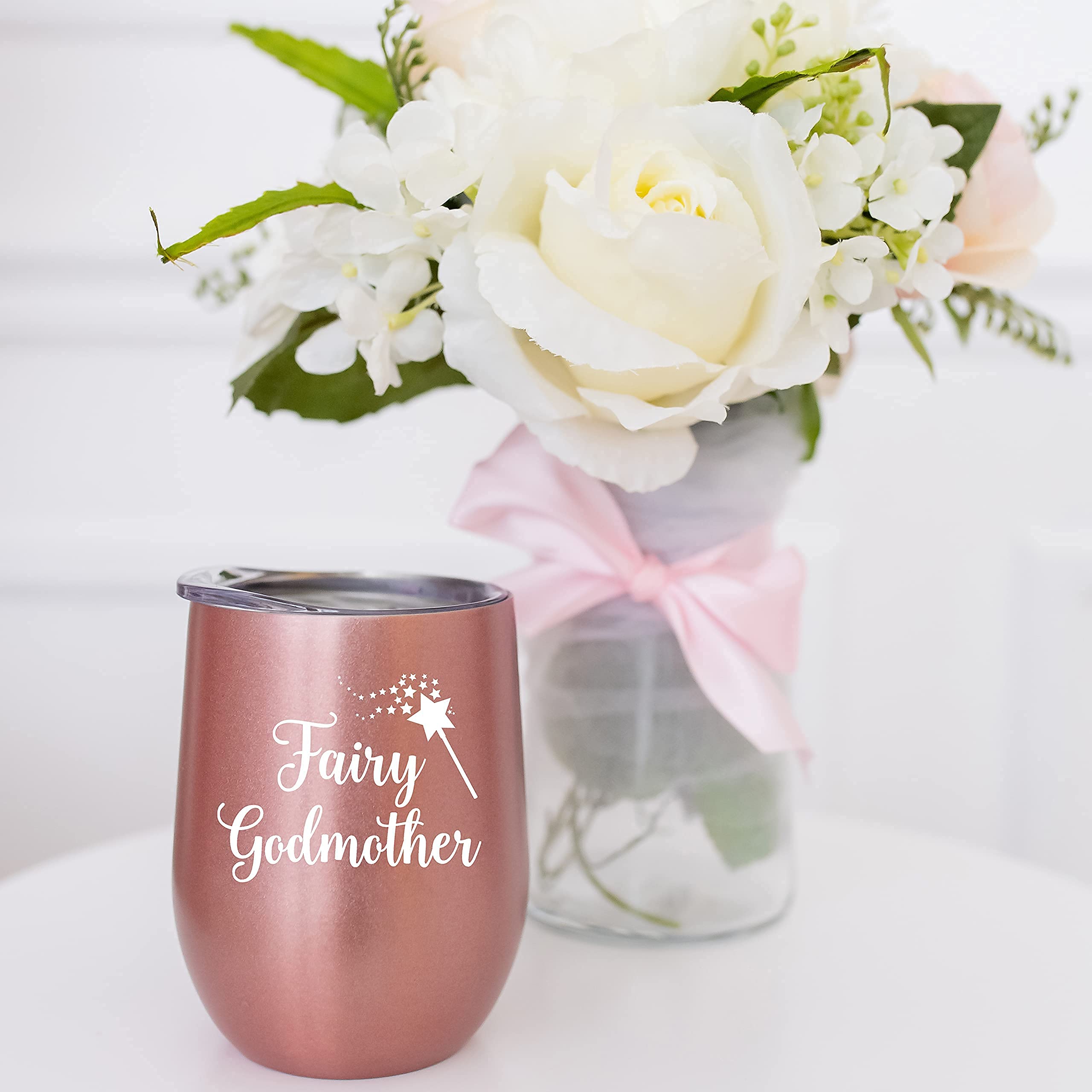Violet & Gale Fairy Godmother Gifts for Women - Godmother Proposal Tumbler Cup Wine Glass 12oz - Beautiful Godmother Gifts from Godchild Coffee Mug Godparents Announcement Gift