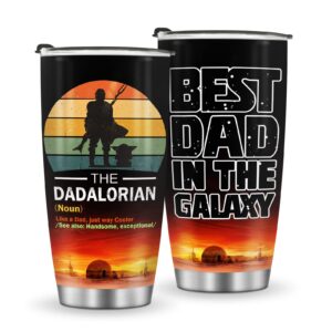 jekeno mug tumbler gifts for dad - presents for daddy papa fathers day birthday from daughter son wife best dad in the galaxy dadalorian coffee cup grandpa husband 20oz stainless steel