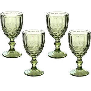 taganov green wine glasses set of 4 vintage glassware drinking water goblets 10 oz colored water glasses juice cups for wedding party