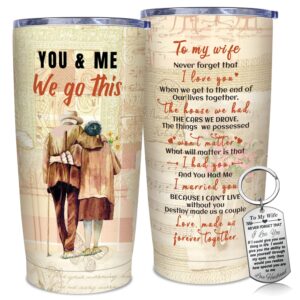 oigemit gifts for wife, birthday gifts for wife,mothers day gift for wife from husband romantic,gifts for her for anniversary valentine wedding day, to my wife 20oz insulated tumbler with keychain