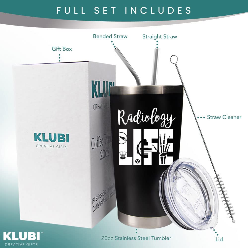 KLUBI Radiology Gifts - Coffee Travel Mug 20oz- Idea for Rad Tech, Technician, Men or Women, Xray Tech, Radiologist