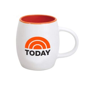 today logo ceramic mug, white with orange interior 15 oz - official coffee mug as seen on the show with savannah guthrie, hoda kotb and al roker on nbc