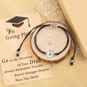 Class of 2023 Graduation Gifts for Her, College High School Graduate Congratulations Presents for Grils Daughter, 14oz Pink Marble Coffee Mug with Lid Spoon, Going Places Compass Bracelet, Gift Box