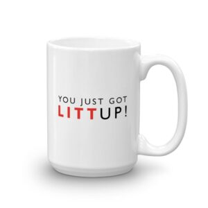 usa network suits you just got litt up! ceramic coffee mug, white 15 oz - official louis litt mug as seen on suits