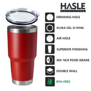 HASLE OUTFITTERS 30oz Stainless Steel Tumbler, Double Wall Vacuum Insulated Travel Mug Tumbler, Durable Insulated Coffee Mug, Gift Box Set (Red, 8)