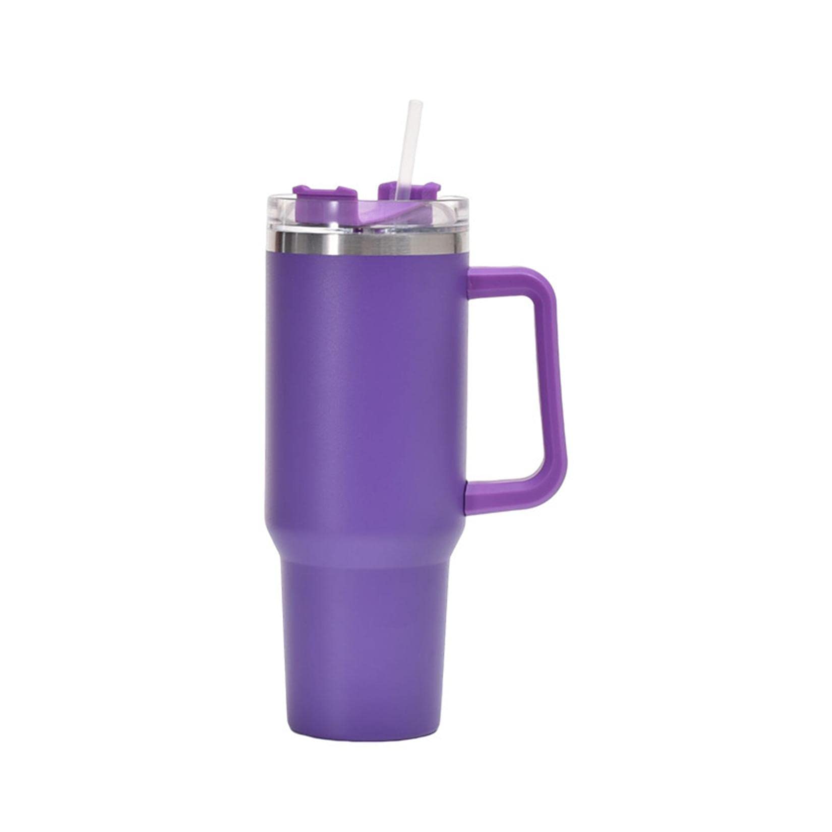 Oncjeys 40oz Tumbler With Handle And Straw Lid Insulated Reusable Leakproof Stainless Steel Water Bottle Travel Mug Coffee Cup Purple, PYHK-RFL-WE4