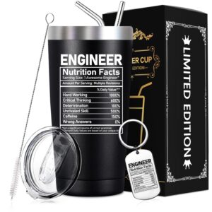 spenmeta engineer gifts for men - funny gift ideas for mechanical, computer programmer, electrical, civil engineering - 20oz engineer nutritional facts tumbler