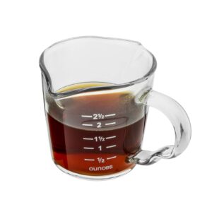 beautyflier 3 ounce espresso shot glass triple pitcher barista double spouts, espresso wine glass parts clear glass(wide)