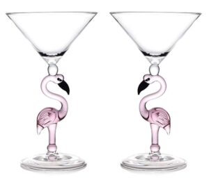 creative pink flamingo cocktail glass, set of 2 martini glasses, 5 ounce wine glass, bar accessories, birthday gift, wedding & celebrations cup(2, 150ml)