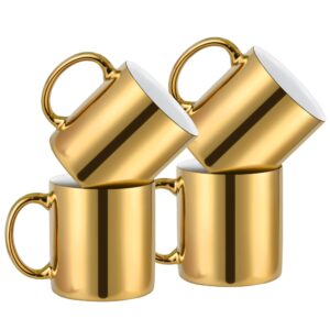 bycnzb coffee mugs gold ceramic mug set of 4 ceramic cups for coffee, tea, cocoa (12oz)