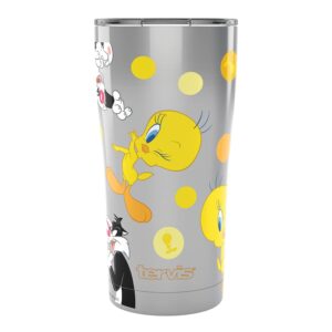 tervis warner brothers tweety 80th anniversary triple walled insulated tumbler travel cup keeps drinks cold & hot, 20oz legacy, stainless steel, 1 count (pack of 1)