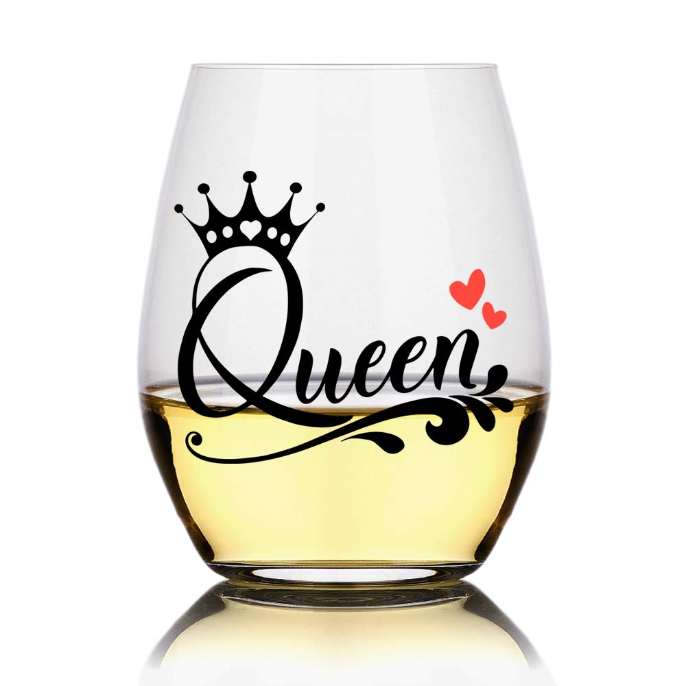 Perfectinsoy Queen Funny Wine Glass, Unique Queen Gift for sisters, Women, Girlfriend, Her, Wife, Friend, Bridal Shower, Engagement or Wedding Favor