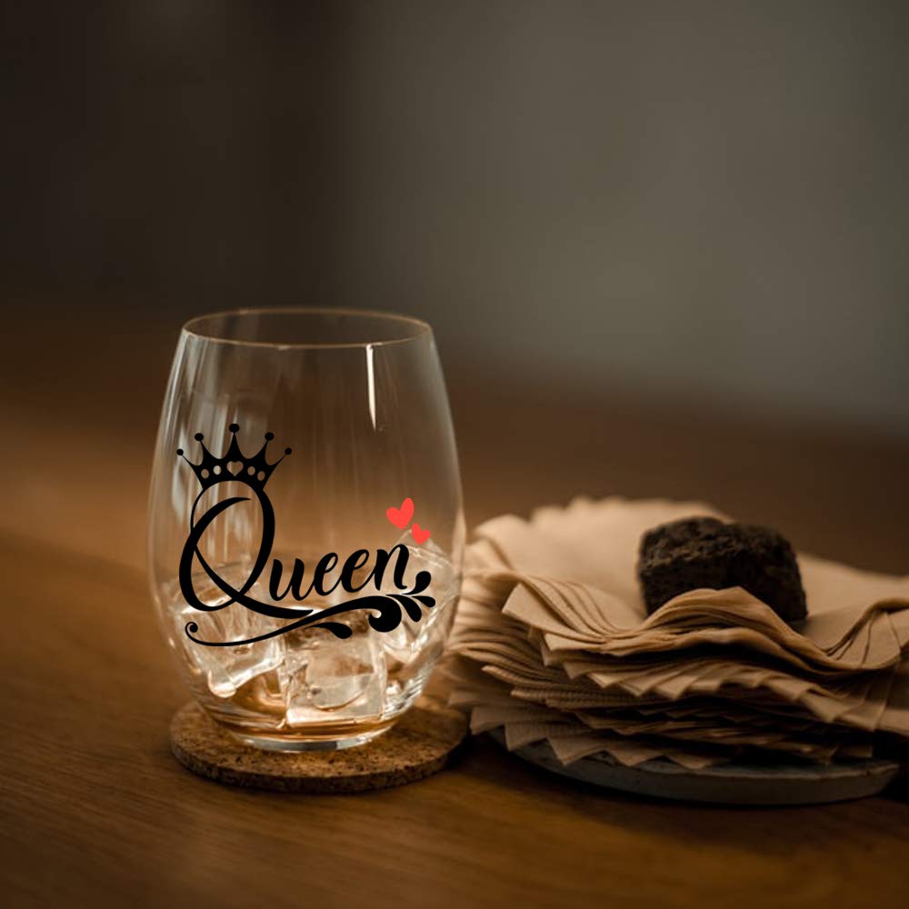 Perfectinsoy Queen Funny Wine Glass, Unique Queen Gift for sisters, Women, Girlfriend, Her, Wife, Friend, Bridal Shower, Engagement or Wedding Favor