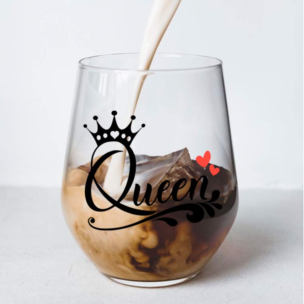 Perfectinsoy Queen Funny Wine Glass, Unique Queen Gift for sisters, Women, Girlfriend, Her, Wife, Friend, Bridal Shower, Engagement or Wedding Favor