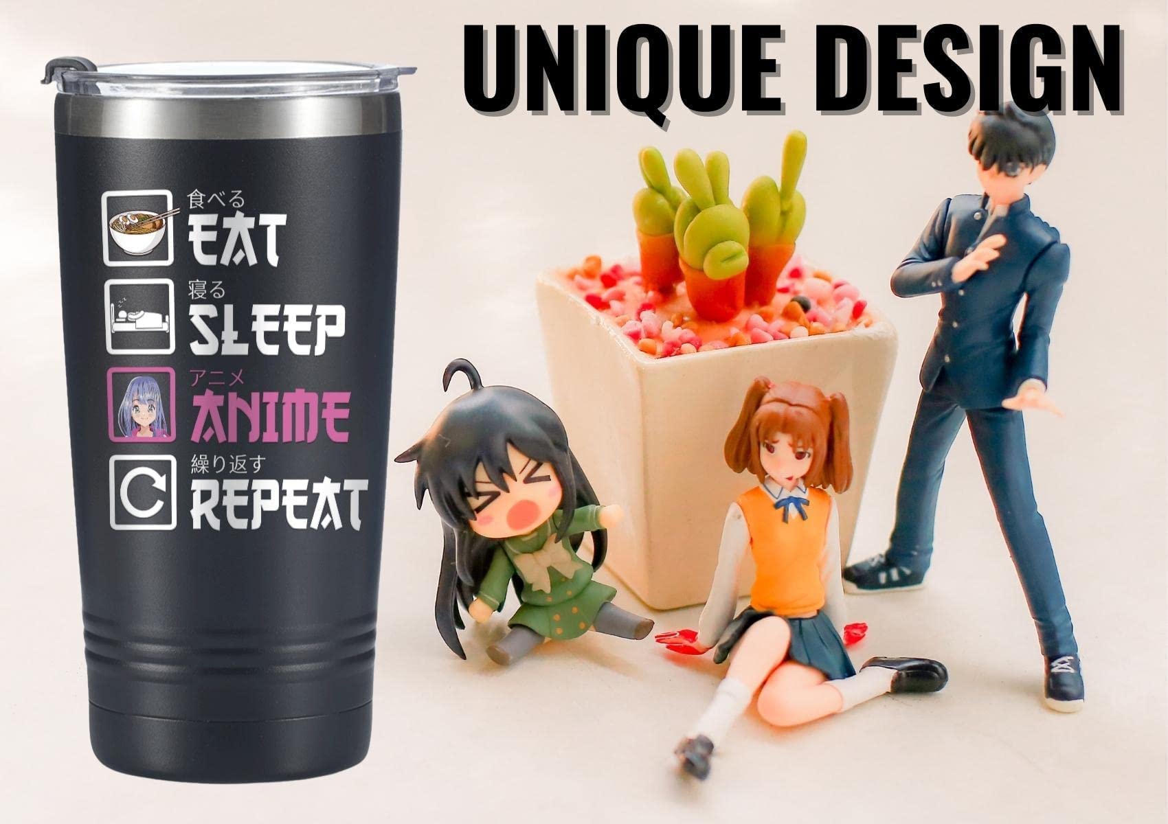 Onebttl Anime Gifts For Men, Women, Boys - 20oz/590ml Double Wall Vacuum Insulated Stainless Steel Tumblers Cups - Birthday Kawaii Gifts for Anime Lovers - With Japanese